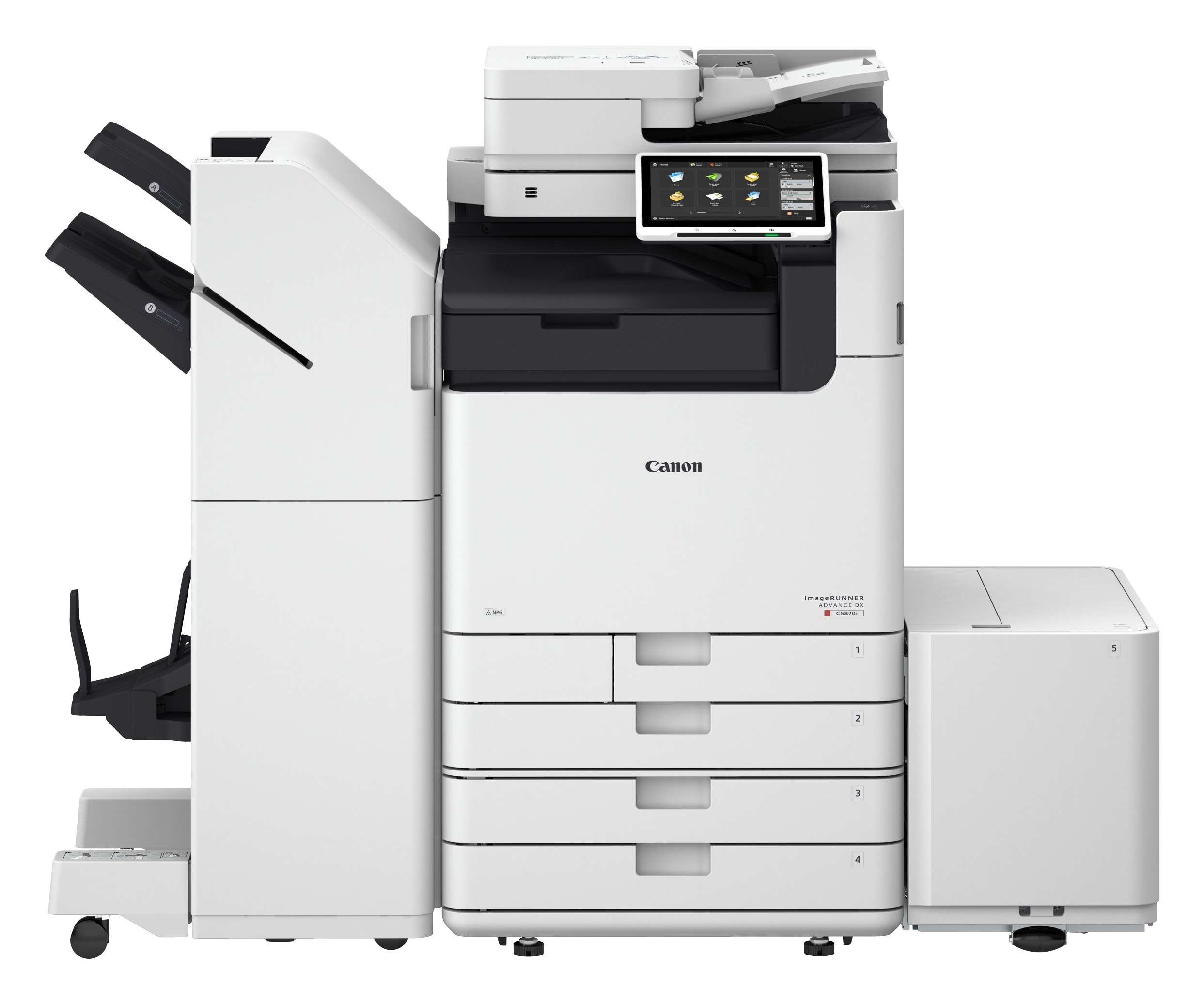 Canon imageRUNNER ADVANCE DX C5870i with a booklet finisher and side paper deck